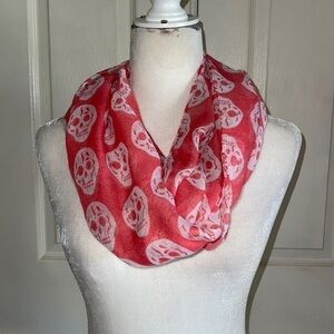 Unbranded Coral And White Skull Infinity Scarf